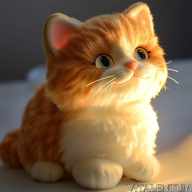 Cute Orange Tabby Toy Kitten AI Image