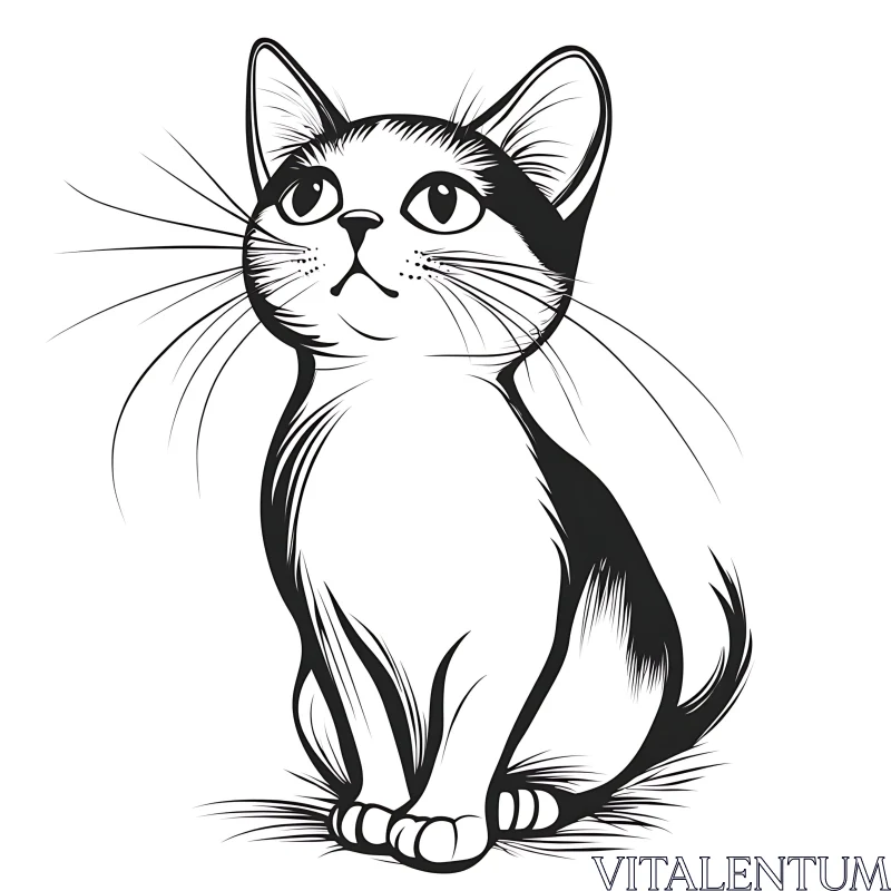 AI ART Cat Illustration in Black and White