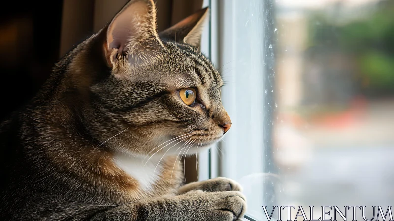 Introspective Tabby Cat by the Window AI Image