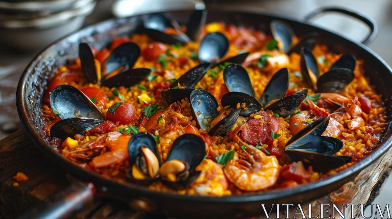 AI ART Delicious Spanish Paella: A Vibrant Seafood Rice Dish