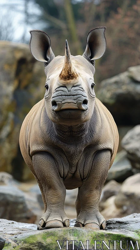 AI ART Curious Young Rhino