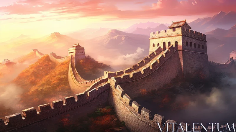 Great Wall of China: Majestic UNESCO World Heritage Site AI Image