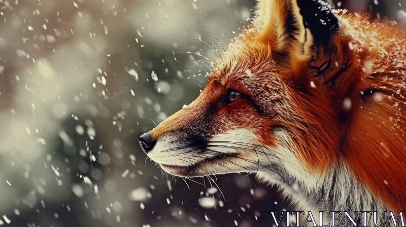 AI ART Stunning Portrait of a Red Fox in the Snow