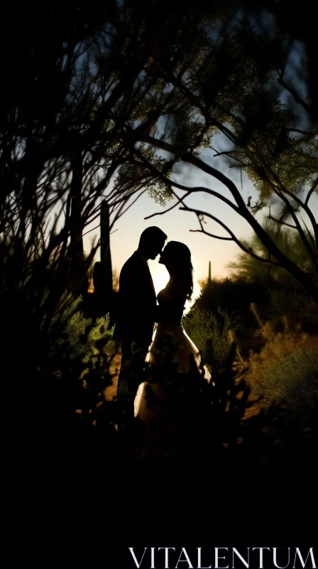 Sunset Wedding Photography - Love in Silhouette AI Image