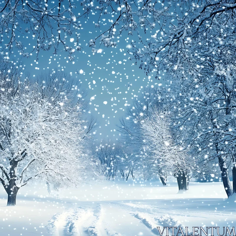 Serene Snow-Covered Forest Landscape AI Image