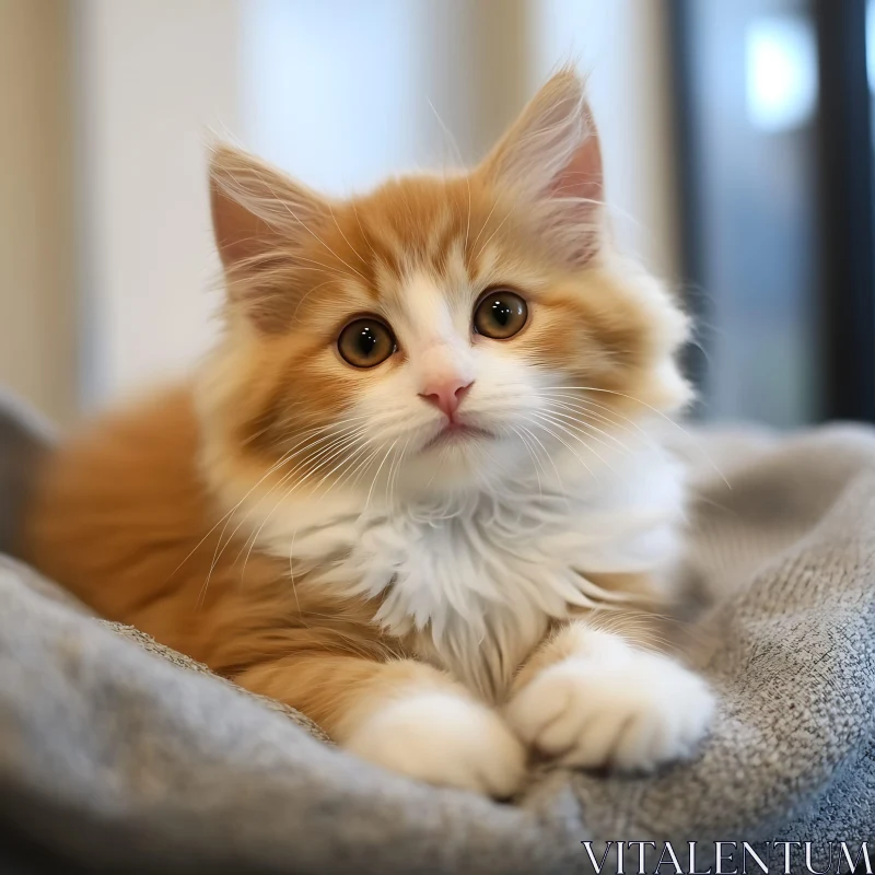 Cute Fluffy Kitten with Expressive Eyes AI Image