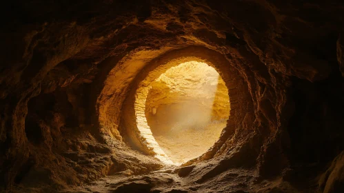 Circular Underground Tunnel Lit by Sunbeam