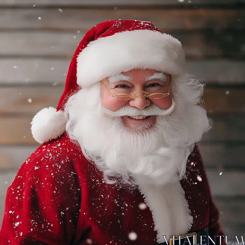 Warm Smiling Santa Claus in Festive Red and White AI Image