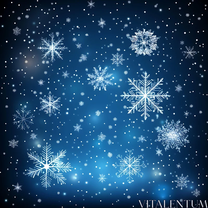 Intricate Snowflakes in a Winter Wonderland AI Image