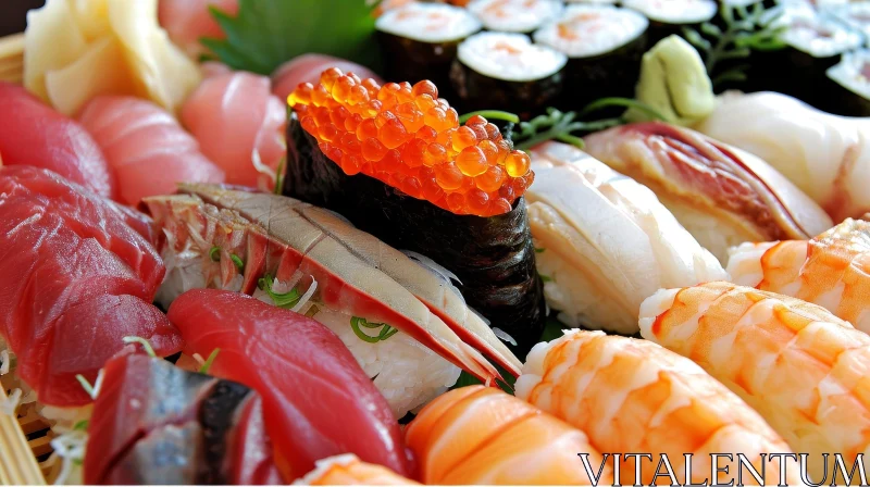Delicious Sushi on a Plate - Close-Up Photography AI Image