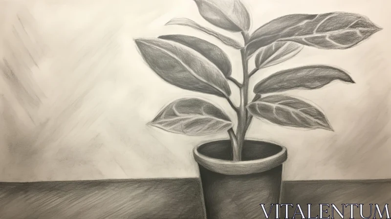 AI ART Detailed Potted Plant Drawing