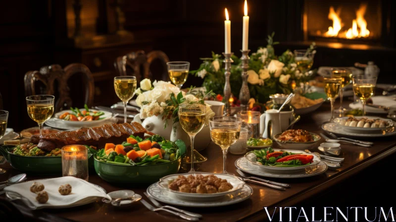 Exquisite Holiday Dinner: A Feast for the Senses AI Image