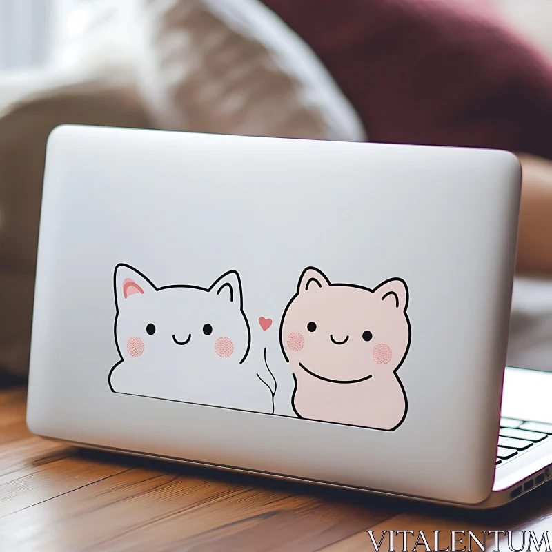 AI ART Adorable Cat Sticker on Laptop