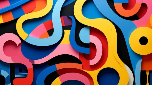 Vibrant Abstract Composition with Curved Shapes