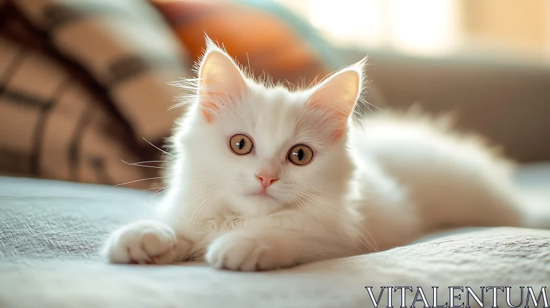 Fluffy White Kitten AI Image