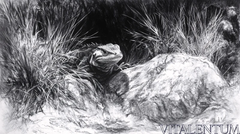 AI ART Intricate Lizard Artwork in Monochrome