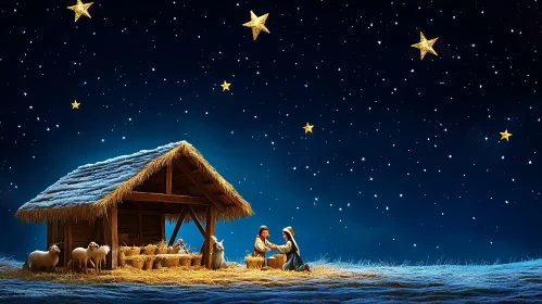 Enchanting Christmas Nativity under Starry Skies