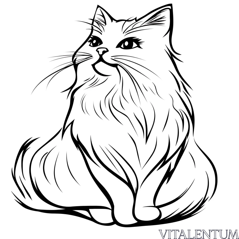 Minimalist Cat Line Drawing AI Image