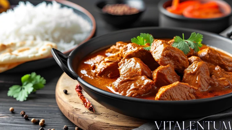 Delicious Indian Curry with Lamb and Rice AI Image