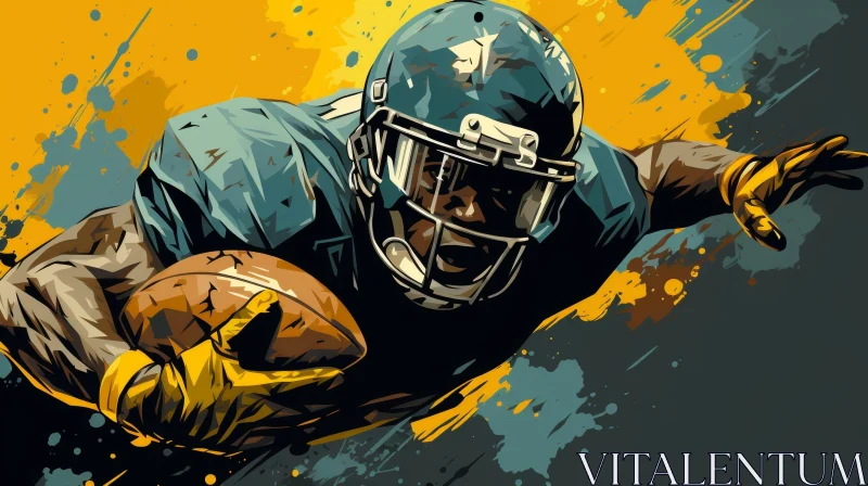 AI ART Dynamic American Football Player Digital Painting