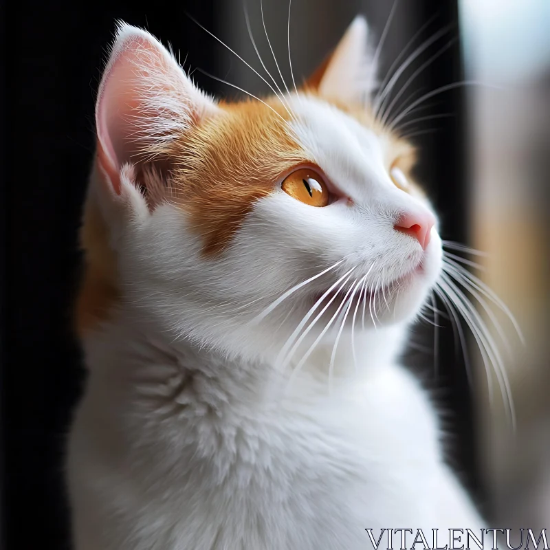 Detailed Cat Portrait Against Blurred Background AI Image