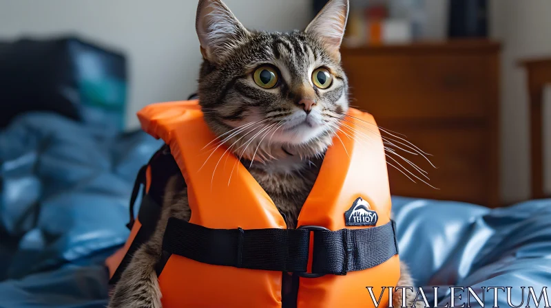 Cat Wearing Safety Jacket AI Image