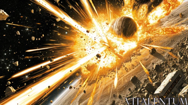 Orbital Debris Causes Crash on a Planet - Intense Comic Book Art AI Image