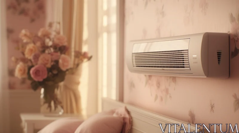 Sleek White Air Conditioner in Bedroom AI Image