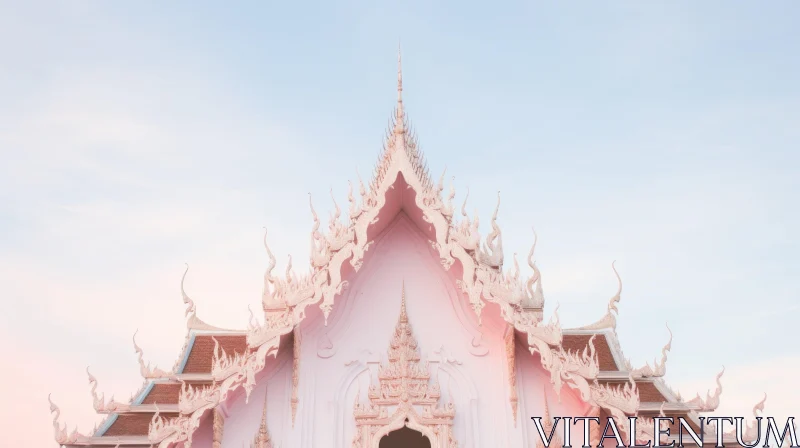 AI ART White Thailand Temple: Rococo Pastel Colors, Intricate Woodcarvings