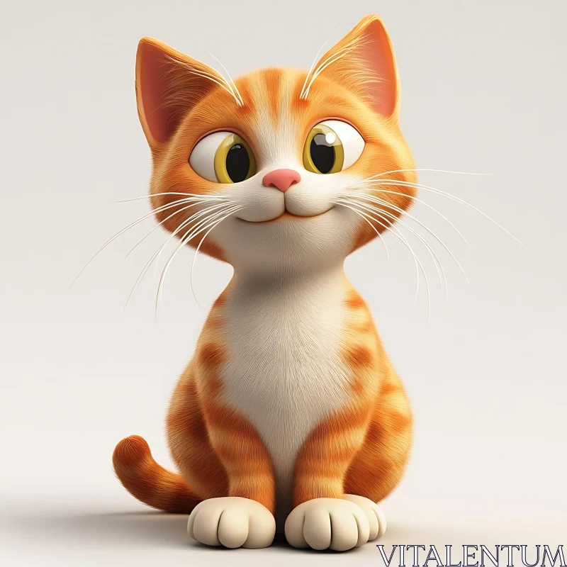 Cute Orange Cat Cartoon Art AI Image