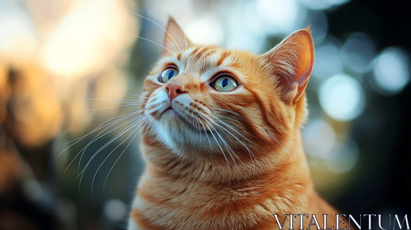 Close-Up of an Orange Tabby Cat with Beautiful Bokeh AI Image