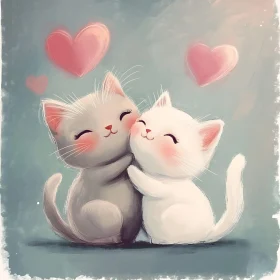 Cute Kittens Embracing with Love