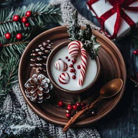 Holiday Decorations: Candy Cane and Pinecone Arrangement