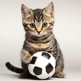 Playful Kitten with Soccer Ball