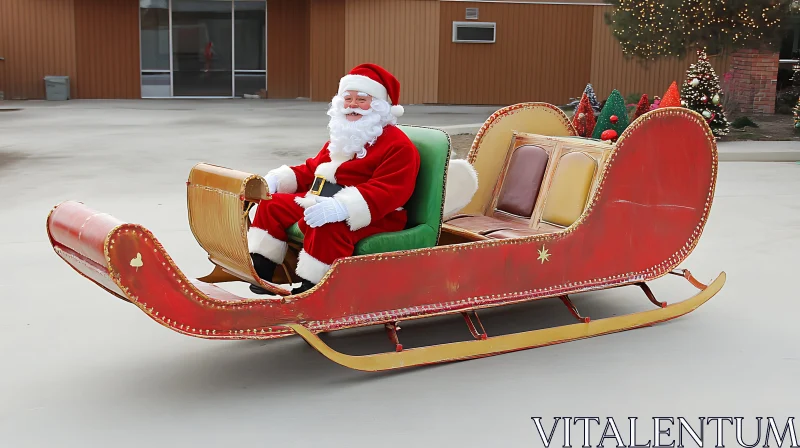 AI ART Santa Claus Seated in his Traditional Red Sleigh