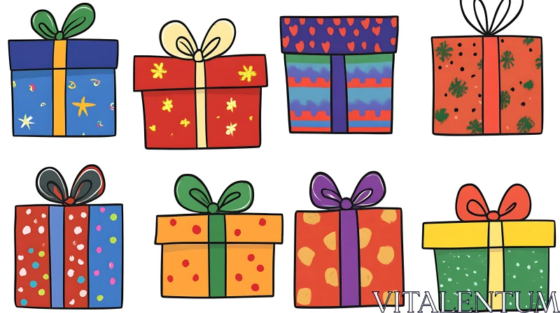 AI ART Vibrantly Wrapped Presents with Festive Designs