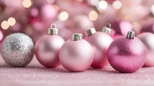 Festive Pink and Silver Christmas Baubles