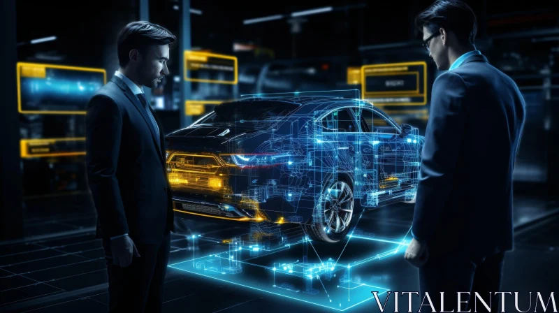 Futuristic Holographic Car Scene AI Image