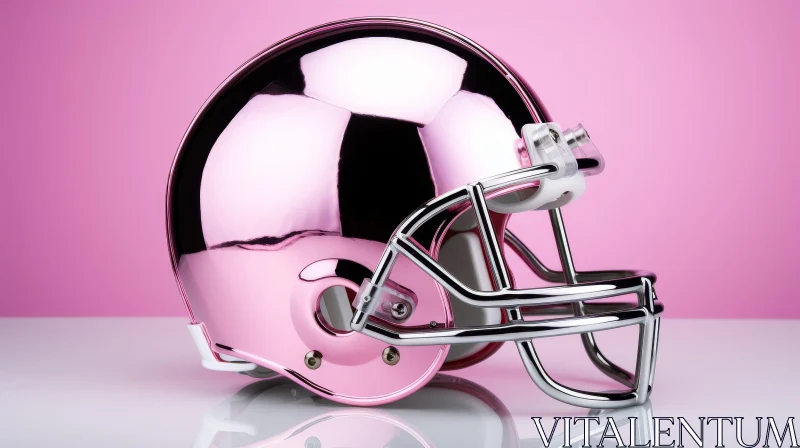 Pink Football Helmet - Metal Glossy Finish AI Image