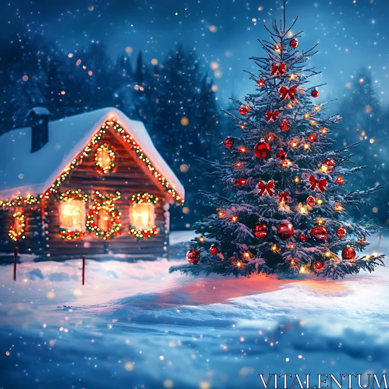 Winter Wonderland Christmas Scene AI Image