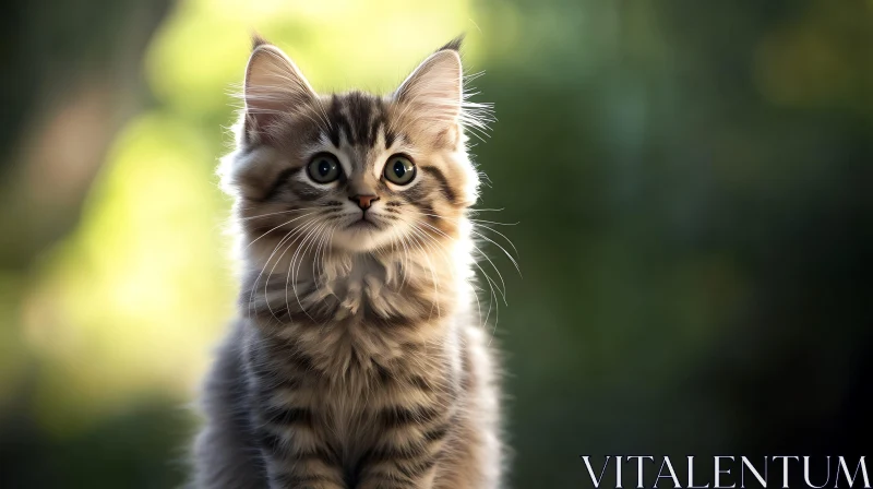 Charming Kitten with Expressive Eyes and Lush Fur AI Image