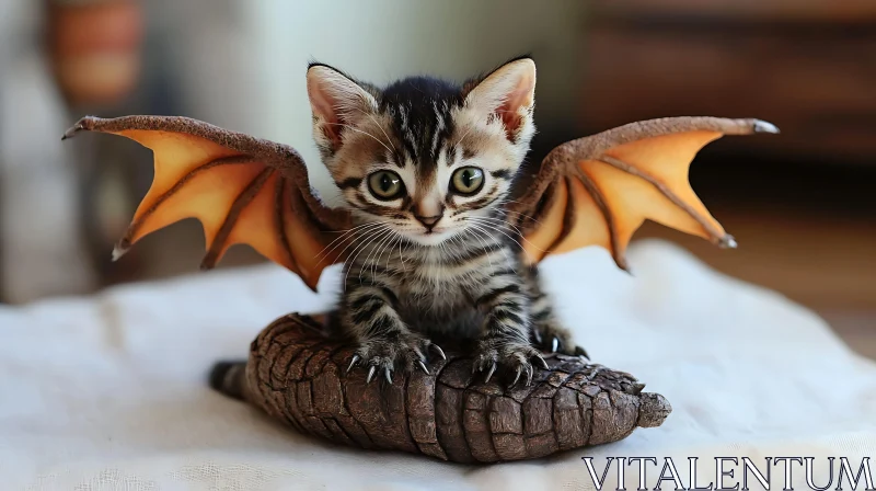 Kitten and Dragon Hybrid Fantasy Art AI Image