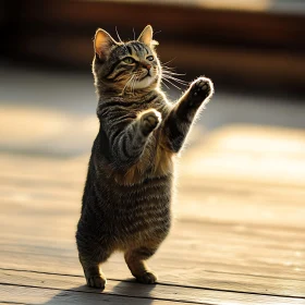 Cute Tabby Cat in Playful Stance