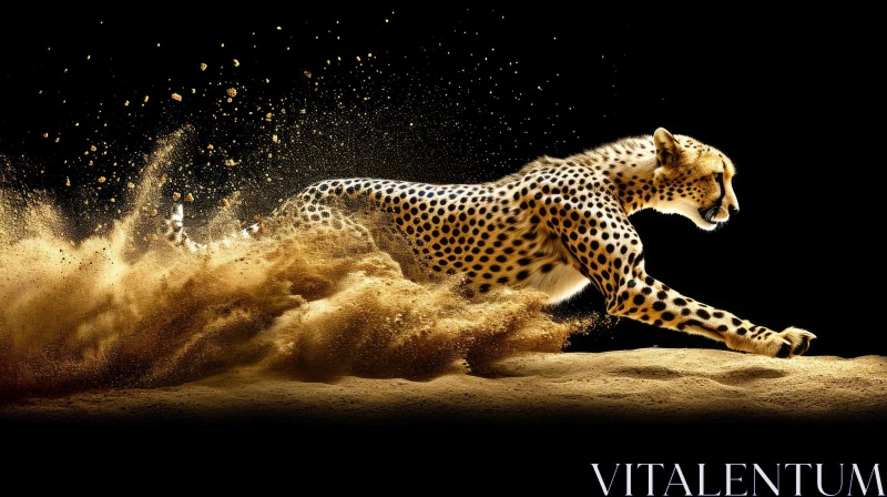 Cheetah Running in the Desert - A Captivating Digital Painting AI Image