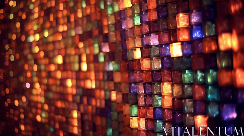 Colorful Glass Blocks Wall Close-up AI Image