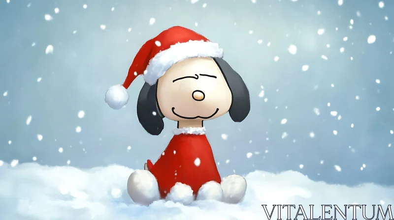 AI ART Festive Cartoon Dog in Winter Scene