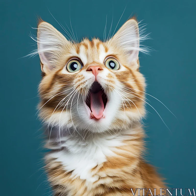 Cute Kitten with Surprised Expression and Fluffy Fur AI Image