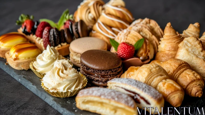 AI ART Delicious Assortment of Pastries on a Black Slate Board
