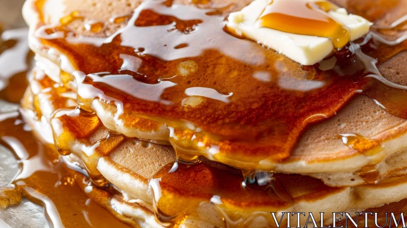 AI ART Delicious Fluffy Pancakes with Butter and Maple Syrup