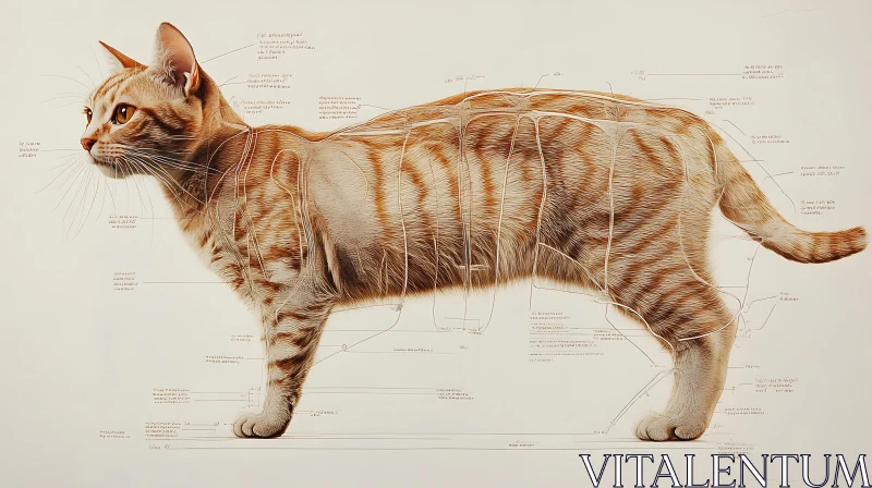 Feline Anatomy Illustration AI Image